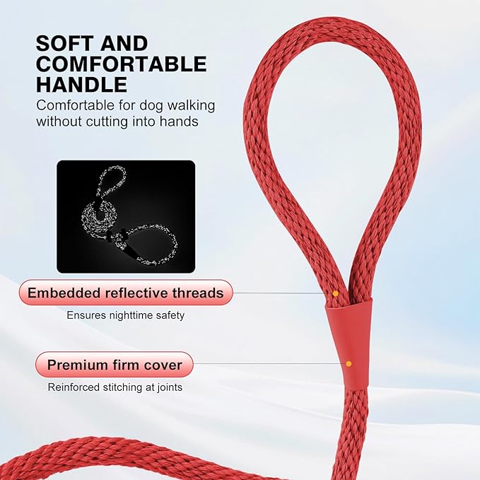 Lynxking Dog Leash Slip Lead Reflective Breathable Rope Comfortable Strong No Pull Slip On Pet Training Lead for Dogs