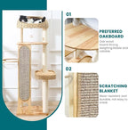 59-inch Cat Tree，Cat Tower with Scratching Post,Extra Long Sisal Blanket, Handwoven Basket & Space Capsule Nest