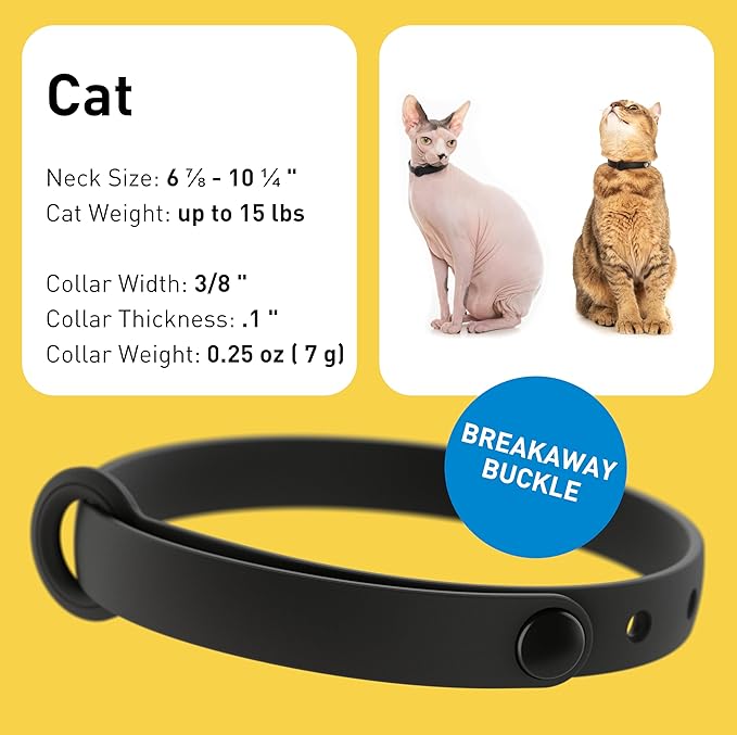 Black Cat Collar - Soft, Comfortable, and Lightweight Breakaway Collar with Name Tag Ring for Outdoor Cats and Sensitive Skin Pets by Nuvuq (6 ⅞" to 10 ¼", Black)
