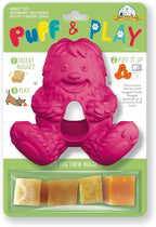 Yeti Puff and Play Dog Toy, Dog Chew Holder, Fun Stimulating Chew Toy for Teething, Behavior Training for Light to Moderate Chewers (Pink - Yeti)