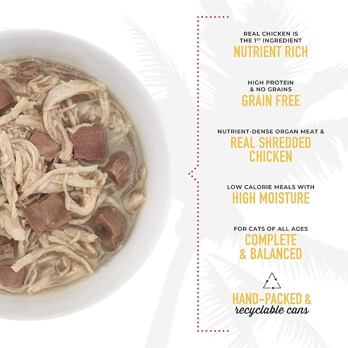 Tiki Cat After Dark, Chicken, High-Protein and 100% Non-GMO Ingredients, Wet Cat Food for Adult Cats, 5.5 oz. Cans (Pack of 8)