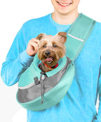 Pet Sling Carrier - Carefully Sized for Teacup & Toy Breed Puppies & Cats (Under 6lb) - Soft Pouch for Small Dogs, Yorkies, Chihuahuas - Ideal for Hands-Free Doggy Travel & Walks (Teal)