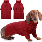 ASENKU Dog Sweater, Dog Sweaters for Medium Dogs, Warm Pullover Doggie KnitTurtleneck Warm Clothes for French Bulldog, Boston Terrier（Red, L）