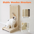 PETKARAY Sisal Cat Scratcher, Upright Cat Scratch Pad Wall Mounted, Vertical Scratching Post Alternative, L Shape Scratching Board 90°