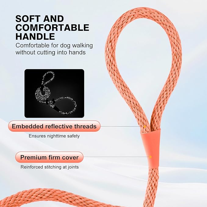 Lynxking Dog Leash Slip Lead Reflective Breathable Rope Comfortable Strong No Pull Slip On Pet Training Lead for Dogs