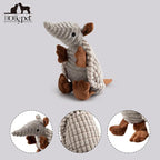 Hollypet Plush Dog Squeaky Toy Stuffed Armadillo Animal Pet Puppy Chew Toys with Clean Teeth for Small Medium Large All Breed Sizes Dogs, Light Gray, 8 in