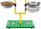 NFL Denver Broncos Goalpost Football Field Dog Feeder – Adjustable Elevated Dog Bowls with Stand, 2 Stainless Steel Bowls, Non-Slip Rubber Feet, Raised Pet Feeder for Large & Small Dogs, Cats.
