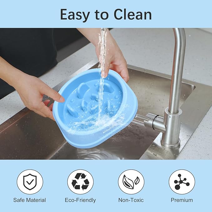 MateeyLife Small Slow Feeder Cat Bowls 2PCS, Anti-Choking Puzzle Cat Food Bowls, Anti-Slip Interactive Dog Feeding Slow Down Eating, Bloat Stop Maze Dishes Dog Feeder for Small Breeds 1 Cup