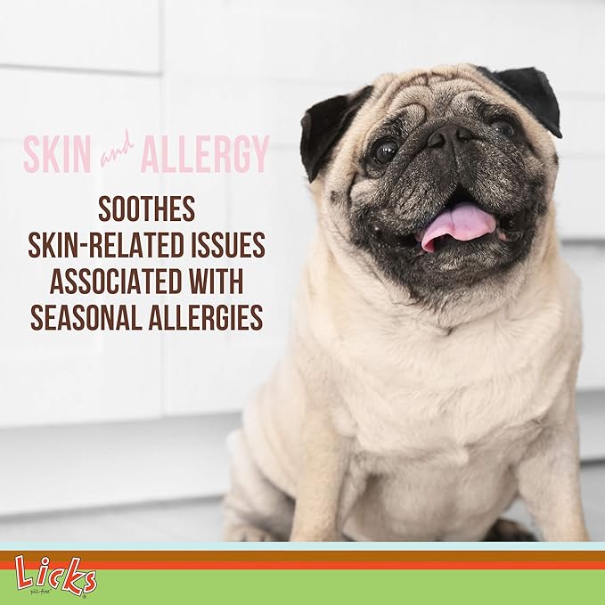 Licks Pill-Free Dog Skin & Allergy - Omega 3 Dog Allergy Relief - Vitamins & Supplements for Itch Relief - Turmeric Supplement for Skin - Gel Packets - 30 Use