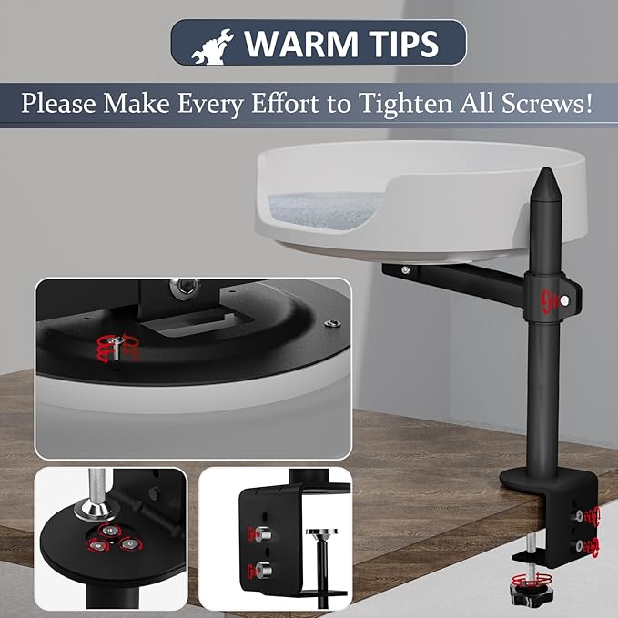 Cat Bed for Desk Elevated Cat House Over Desk Keeps Kitten Cat Close and Workspace Clear Cat Box with Pet Cushions (Straight Rod)