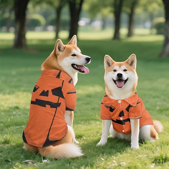 Pumpkin Dog Shirts for Small Dogs Funny Halloween Costumes for Dogs Breathable Chihuahua Clothes for Girl Boy Lightweight Yorkie Puppy Clothes Outfit Cat Vest for Luau Party Beach