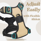 rabbitgoo Dog Harness Small Sized, No Pull Pet Harness with 3 Buckles, Adjustable Soft Padded Vest with Control Handle, Walking Reflective Pet Vest for Small Dogs, Beige, S