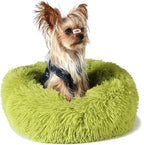 Extra Small Dog Bed Green Washable 15 inches Donut Soft Small Pet Bed,Calming Anti Anxiety Round Fits up to 5 lbs Warm Comfort Pets Beds for Puppy Dogs Indoor