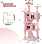 MoNiBloom Cat Tree, 70 Inch Cat Tree Tower with 2 Condo, Tall Cat Tower with Scratching Post, Cat Climbing Tower, Cat Tree for Indoor Cats, Soft Pink