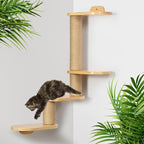 Cat Wall Shelves,Transformable Cat Scratching Post Wall Mounted, DIY Wall Mounted Cat Furniture for Climbing, Play, Nap (4-Layer)