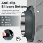 Automatic Cat Water Feeder and Food Bowl, Gravity Stainless Steel Cat Waterer Set for Small Medium Kitten Puppy Pets(1 Gallon + 12oz，Grey)