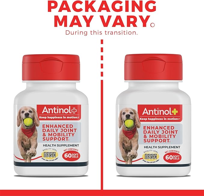 Antinol Plus, Mobility, Hip, and Joint Supplement for Dogs, Green-Lipped Mussels and Krill Oil - Dog Joint Supplement, Better and Faster Than Glucosamine and Chondroitin, 90 Soft Gels