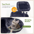 Globlazer Sturdy Cat Tree, 68-inch Large Cat Tower for Indoor Adult Cats 20 lbs Heavy Duty Cat Tree for Big Cats with Extra Large Platform, 5 Scratching Post, S68, Dark Grey