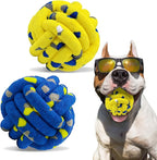 Dog Balls Tennis Ball Toys Dog Toy for Aggressive Chewers Indestructible Teething Chew Toys Water Toy Fetch Ball for Dogs (2 Pack)