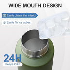 Insulated Dog Travel Water Bottle with Detachable Bowls, 3 in 1 Portable Dog Water Bottle Dispenser, Dog Accessories for Walking, Hiking, Camping, Outdoor (Olive Green, 32 Oz)