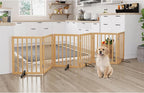 Semiocthome Bamboo Dog Gates for The House Extra Wide, 6-Panel Freestanding Pet Gates with 4PCS Metal Stands for Doorways and Stairs, 24“H Foldable Dog Fences Indoor, Expands Up to 9(ft) /110" (W)