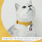 QR Code Cat Tag, Modifiable Pet Online Profile, Multiple Emergency Contact, Scannable QR Code, Instant Location Email Alert, Collar Accessories (Medium to Large Breeds - 1.25", White)