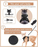 Cat Harness Escape Proof with Leash for Walking, Travel Vest Soft Chest Support, Adjustable Size, Escape Proof Soft Adjustable Vest Harnesses, Breathable, Kittens, Small Dogs (美/背縄/黒2/S)
