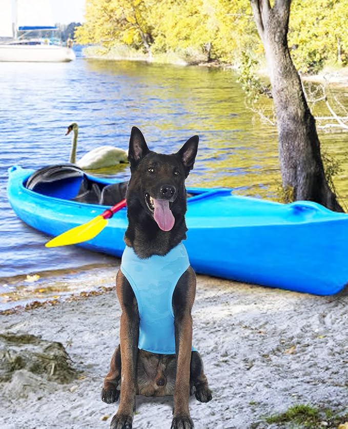 2 Pack Dog Shirts, Breathable Dog Clothes, Camouflage Printing Pet Sleeveless Vest, Stretchy Tank Top T-Shirts for Large Medium Dogs, Light Blue+Purplish Red (M)