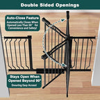 29.53"-33.85" Mornyray Auto-Close Baby Gate Extra Wide, Pressure Mounted Dog & Pet Gate for Stairs Doorways, No Drill Safety Barrier with Lace Design, Metal Child Proof Gate Indoor Outdoor, Black