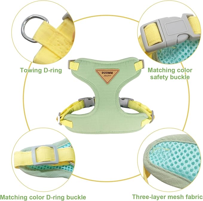 wanheart Cat Harness and Leash Set Escape-Proof Adjustable cat Leash and Harness Combo Suitable for All cat Breeds (Green, XL)