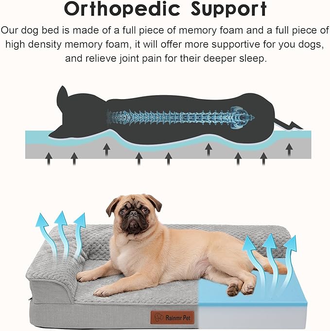 Orthopedic Dog Bed Medium Size Dog, 3 Inch Memory Foam Pet Bed for Small and Medium Dogs, Washable Removable Cover, Nonskid Bottom, Waterproof, 30x20 Inches S Light Grey