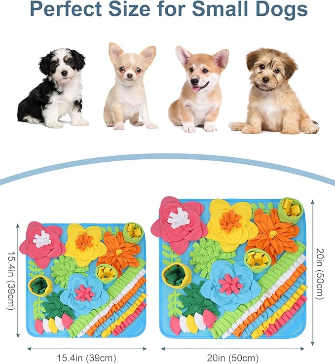 Snuffle Mat for Dogs, Pet Treats Feeding Mat, 20 x 20 inch for Medium & Large, Felt Wool Dog Feeding Mats for Slow Feed, Relieve Anxiety, with Anti-Slip Botton
