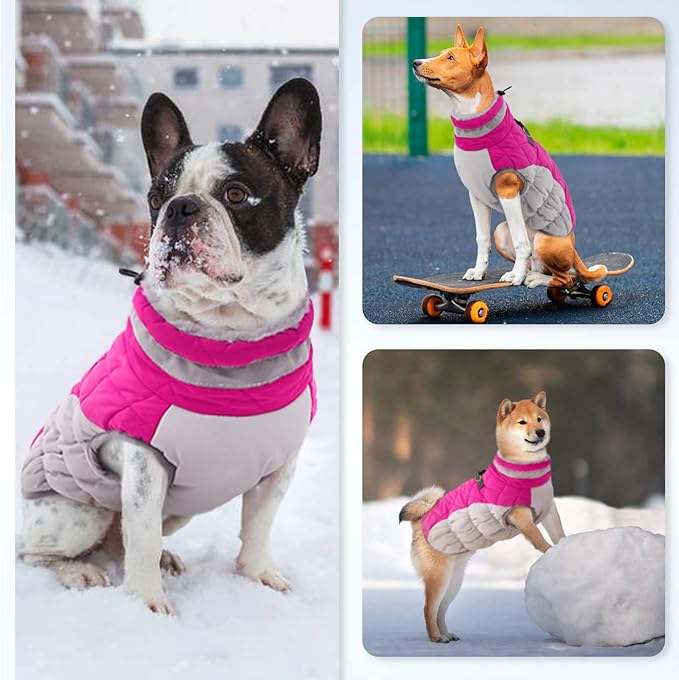 Dog Winter Jacket Cozy Reflective Waterproof Windproof Warm Pet Garment,Comfortable Cold Weather Fleece Apparel Outfits with Zipper Closure for Small Medium Large Dogs Puppy Walking,X-Small