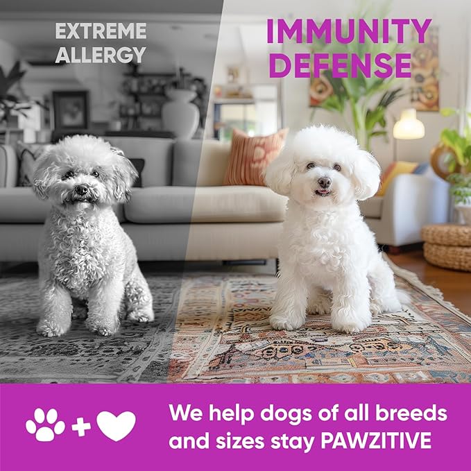 Dog Allergy Relief Chews for Itchy Skin - Seasonal and Food Allergy Chews for Shedding, Licking Paws, Hot Spot, Ears - USA Product - Omega 3 Fish Oil Skin & Coat Supplement - Anti Itch Immune Treats