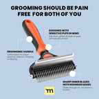 MalsiPree Dog Brush for Shedding - 2 in 1 Undercoat Rake Deshedding Tool for Medium to Large Double-Coated Dog Grooming - Pet Dematting Comb - Pet Deshedder (Orange) - Deshedding Brush