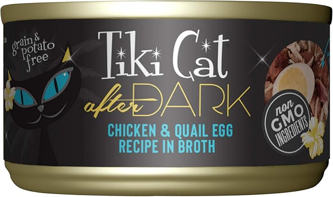 Tiki Cat After Dark, Chicken & Quail Egg, High-Protein and 100% Non-GMO Ingredients, Wet Cat Food for Adult Cats, 2.8 oz. Can (12 Count)