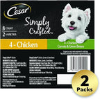 Cesar Simply Crafted Adult Wet Dog Food Meal Topper, Chicken and Chicken, Carrots & Green Beans Variety Pack, 1.3oz. (8 Count, Pack of 2)
