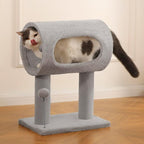 Cat Craft Cat Scratching Post 20.5" Cat Tree with Tunnel Bed Carpet Cat Tower Kitten Tree Cat Tree with Hanging Ball for Indoor Cat, Grey