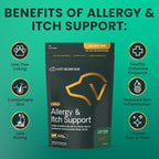 VetriScience Allergy & Itch Support Chews, Skin and Coat Supplement for Dogs, Allergy Chews for Itching, Scratching, and Licking, Support Skin and Immune Health, Duck, 75 Count