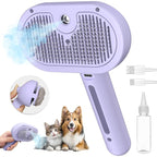 3-in-1 Self-Cleaning Brush for Shedding Dogs and Cats - Removes Static, Tangles, and Loose Hair (Purple)