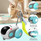 Turbo Tail 3.0 Interactive Cat Toy - Smart Remote Control Electric Mouse with Feathers, 3 Play Modes (Smart/Manual/Standby), Auto Obstacle Avoidance, Type-C, 8H Playtime - Blue (2PCS)