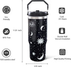 30oz Gothic Tumbler with Handle and Straw, Stainless Steel Vacuum Insulated Coffee Tumbler, Travel Mug Water Bottle, Goth Stuff Accessories Decor, Witch Gifts for Women