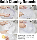 Veken Cat Water Fountain with Detachable Tank, Easy to Clean & Assemble, 84oz/2.5L Automatic Pet Drinking Dispenser with Quiet Operation & LED Light for Cats, Dogs and Small Pets, White