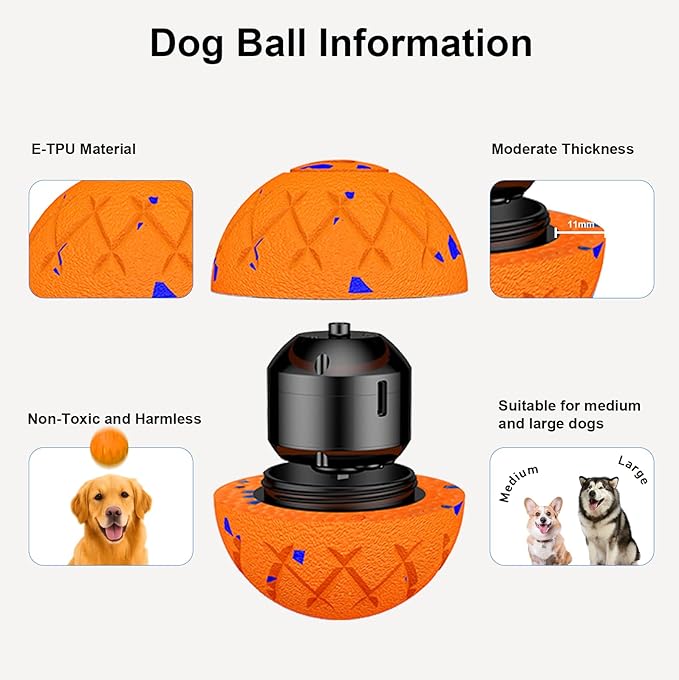 Smart Interactive Dog Toy, Automatic Moving, Bouncing and Stimulation, Silent Foam Material, IP54 Waterproof Rating, Active Rolling,Dog Ball for Medium and Large Dogs,Dog Birthday (Orange)