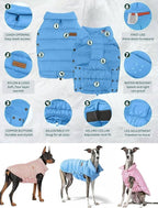 SPACE LION Puffer Jacket, Down Winter Coat, Waterproof, Windproof, Lightweight Jacket, Adjustable Fit for Medium, Large Dogs(Blue,XL)