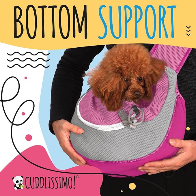 Pet Sling Carrier - Carefully Sized for Teacup & Toy Breed Puppies & Cats (Under 6lb) - Soft Pouch for Small Dogs, Yorkies, Chihuahuas - Ideal for Hands-Free Travel & Walks (Pink)