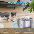 Automatic Wireless Pet Water Fountain - 7L/236oz Slow Water Bowl for Cats & Dogs, Motion Sensor Stainless Steel Dispenser with Quiet Pump, Cordless Filtered Water Bowl for Continuous Fresh Flow