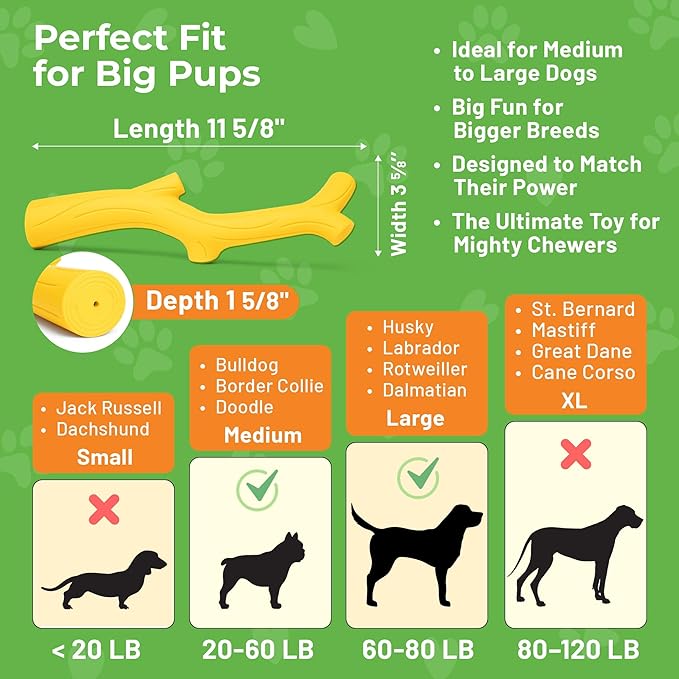 Natural Rubber Durable Dog Toys for Large & Medium Dogs Chicken Flavored Squeak Toy, Curved Branch Shape for Easy Grip, Fetch & Chew Toy for Dogs, Soft & Flexible Dog Enrichment Toys New Dog Toys