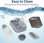 Yummy Sam Automatic Cat Feeder and Water Dispenser, 2 in 1 Large Capacity Gravity Small Pet Auto 2.5L Pet Feeder and 1L Waterer Set Feeder Dish for Small Medium Pets Dog Puppy Kitten (Grey Black)
