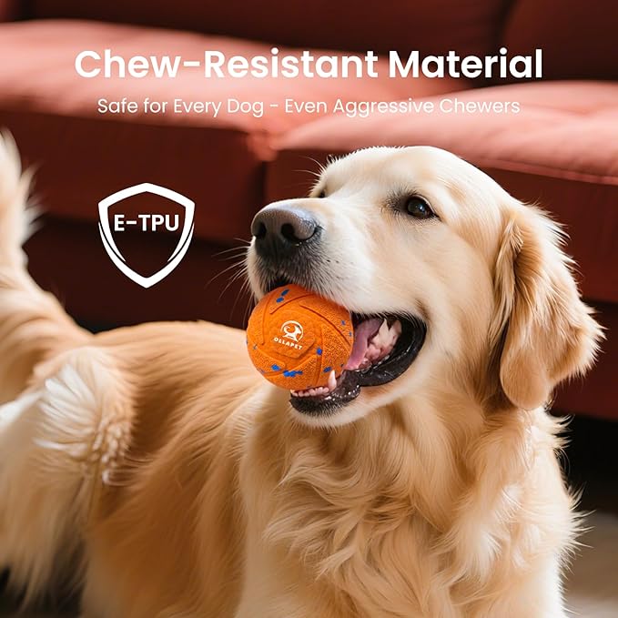 Smart Interactive Dog Toy Ball - Auto Bouncing & Rolling, Chew-Resistant E-TPU Material, 3 Interactive Modes, IPX7 Waterproof, Smart Chase Pet Toy Ball for Medium and Large Dogs (Orange)